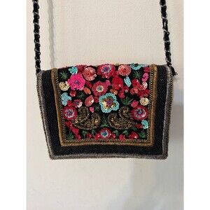 ZARA SWANS EMBROIDERY BEADED/SEQUENCED BAG nwot